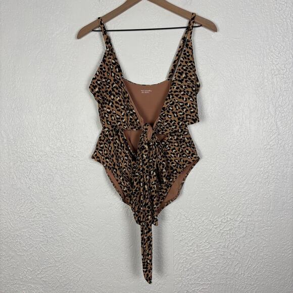 Aerie Leopard Print Wrap One Piece Full Coverage Swimsuit Size Large Long - Picture 3 of 5